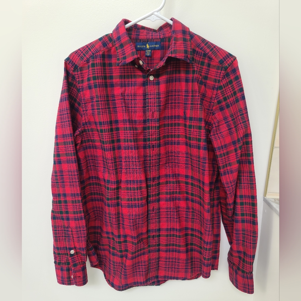Ralph Lauren Plaid Button Down Boys XL 18-20